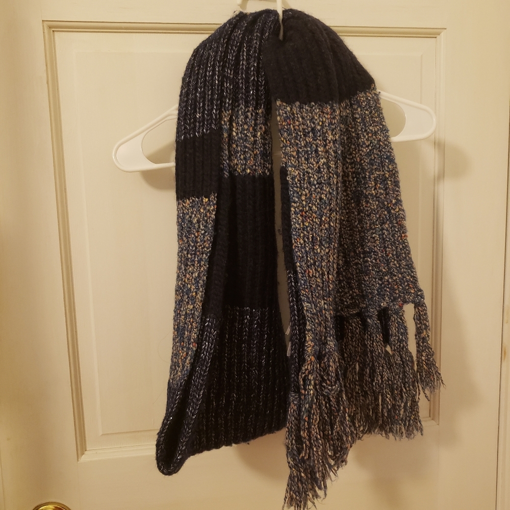 J crew tweed navy chunky scarf